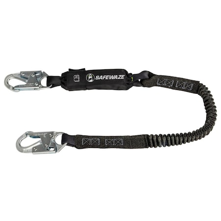 Safewaze PRO 6' Stretch Energy Absorbing Lanyard: 12' FF Steel Snap Hooks FS88760-FF